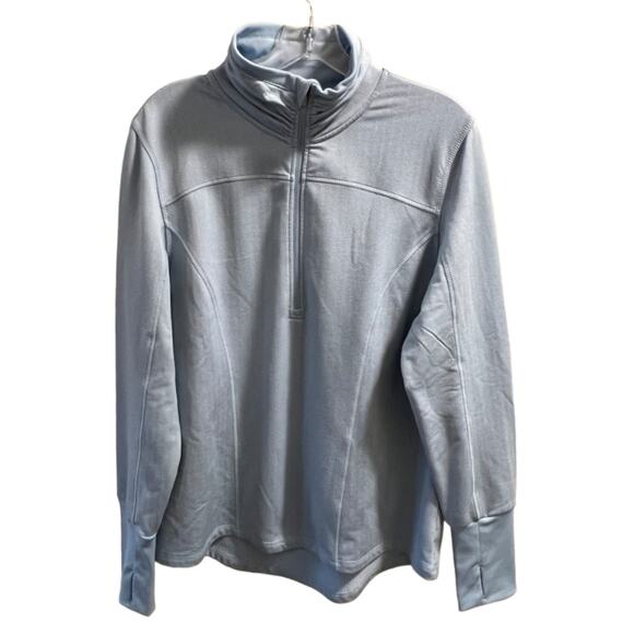 Athletic Works Workout Top Cold Gear Half Zip Light Baby Blue Size L Long Sleeve - Picture 2 of 7
